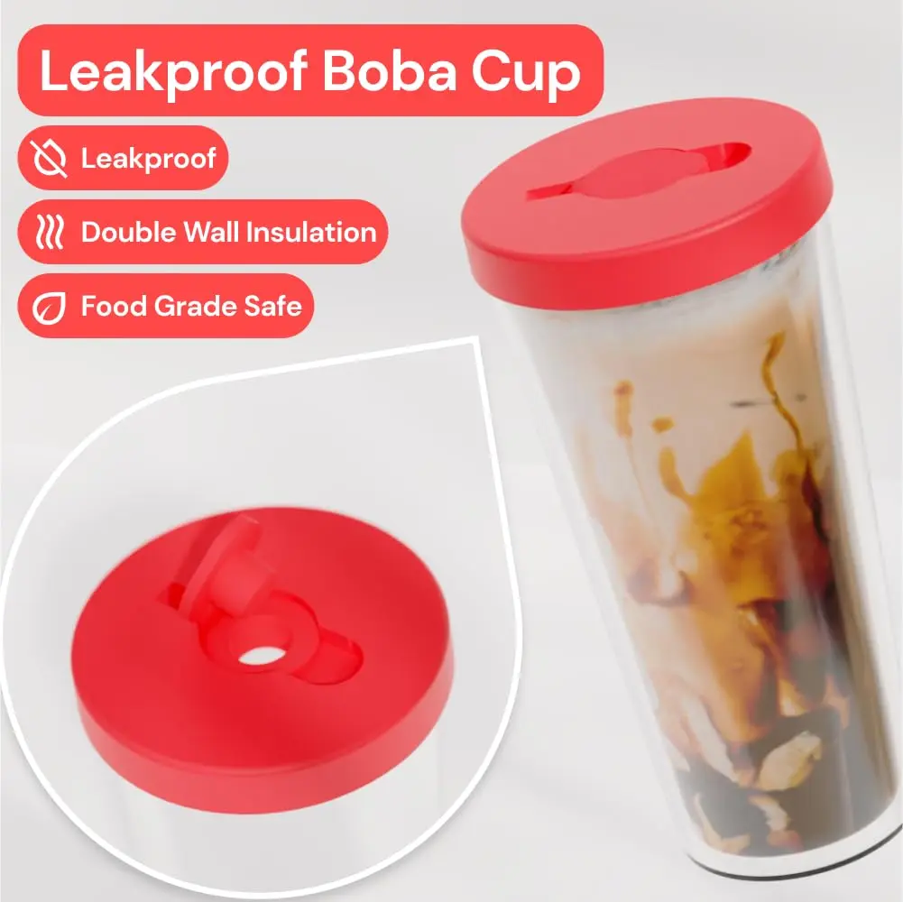 Dodoko Reusable Boba Cup and Straw Tumbler 481.94 g (17 oz) | Double Wall Insulated for Cold Drinks - view 2