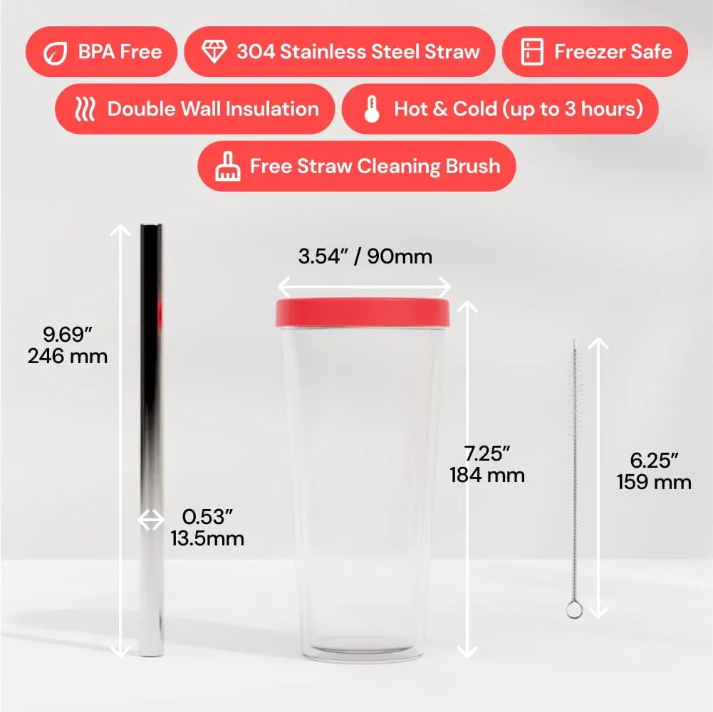 Dodoko Reusable Boba Cup and Straw Tumbler 481.94 g (17 oz) | Double Wall Insulated for Cold Drinks - view 4