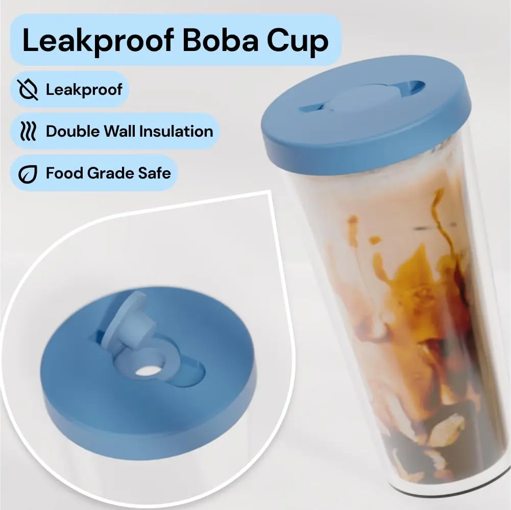 Dodoko Reusable Boba Tumbler 500ml (17 oz) | Insulated Cold Drink Cup with Wide Lid & Telescopic Straw - view 2