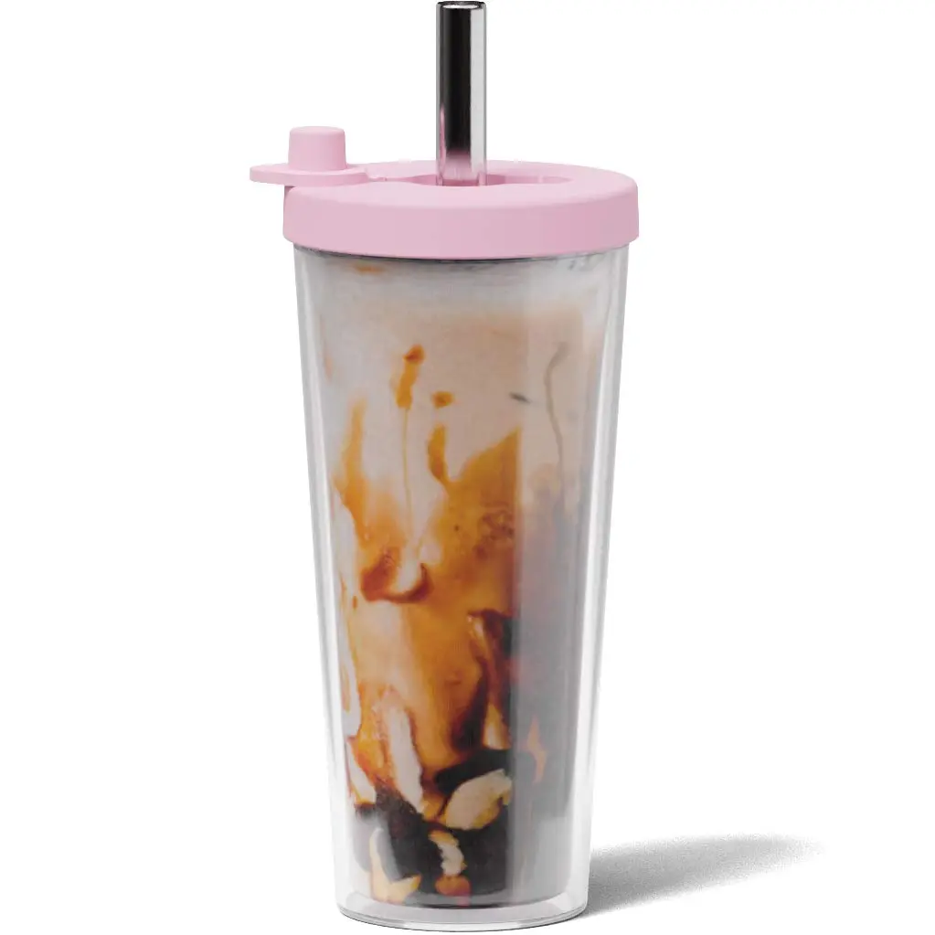Dodoko Reusable Boba Cup and Straw 17 oz Bubble Pink | Insulated, Leakproof & Eco-Friendly (120 chars) - main product image