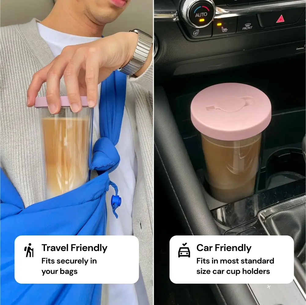 Dodoko Reusable Boba Cup and Straw 17 oz Bubble Pink | Insulated, Leakproof & Eco-Friendly (120 chars) - view 5