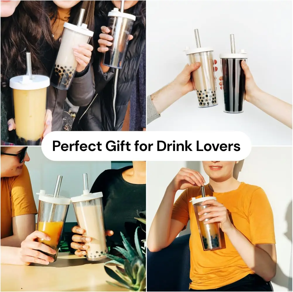 Dodoko Reusable Boba Cup and Straw 17 oz Bubble Pink | Insulated, Leakproof & Eco-Friendly (120 chars) - view 8