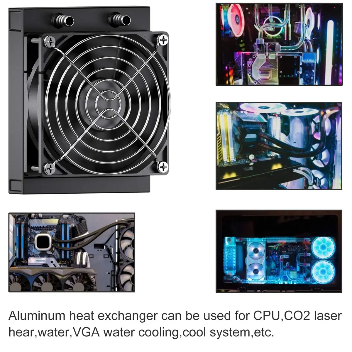 DIYhz 80mm Water Cooling Radiator with Fan | 120x80x35mm Aluminum Heat Exchanger for CPU PC Laser Systems - view 5