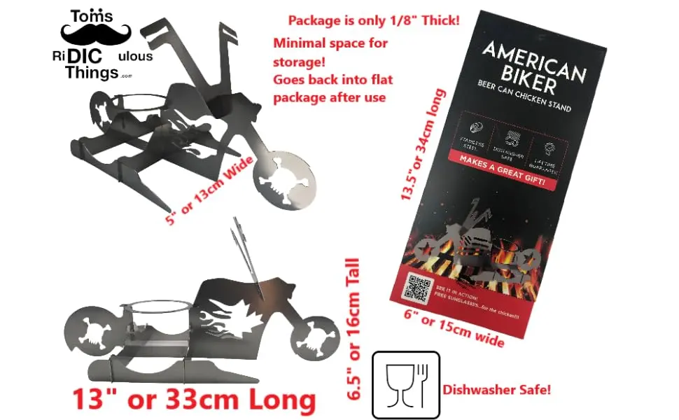 Tom's RiDICulous Things Rooster Love Beer Can Chicken Stand - Stainless Steel Funny BBQ Roaster Rack | 4-Inch Width - view 4