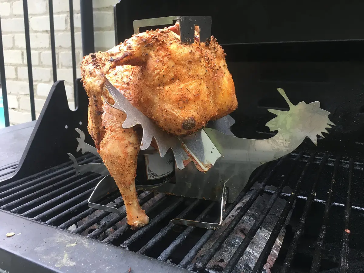 Tom's RiDICulous Things Rooster Love Beer Can Chicken Stand - Stainless Steel Funny BBQ Roaster Rack | 4-Inch Width - view 2