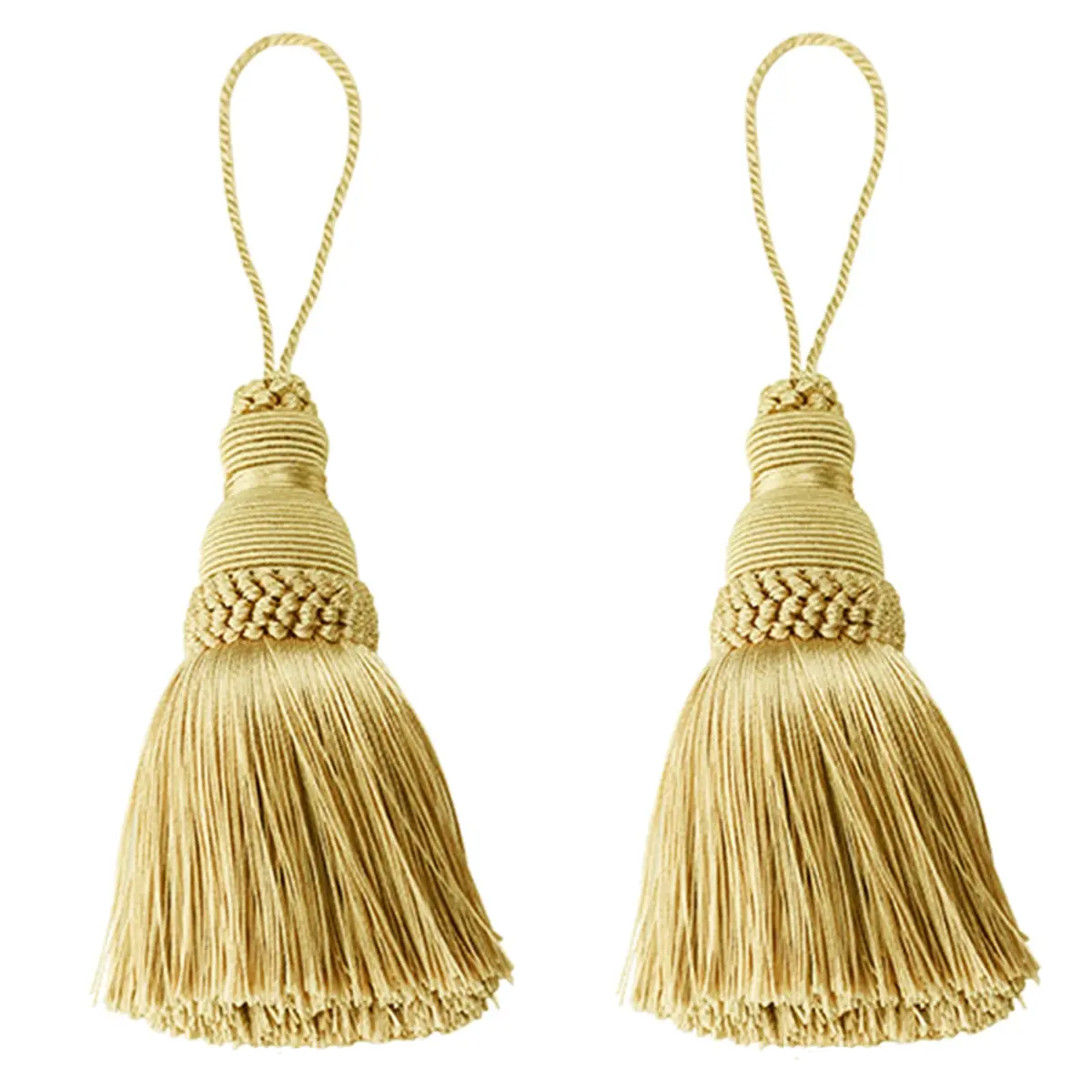 fenghuangwu Gold Tassel Key Tassels for DIY Crafts & Home Decor, 24.4 cm (9.6 Inch) Total Length | Pack of 2 - main product image