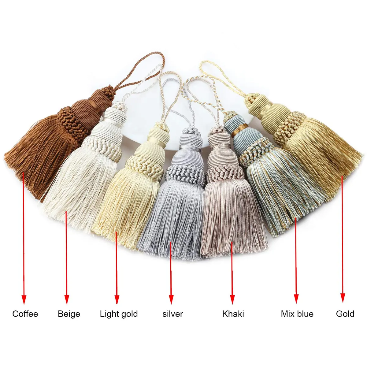 fenghuangwu Gold Tassel Key Tassels for DIY Crafts & Home Decor, 24.4 cm (9.6 Inch) Total Length | Pack of 2 - view 3