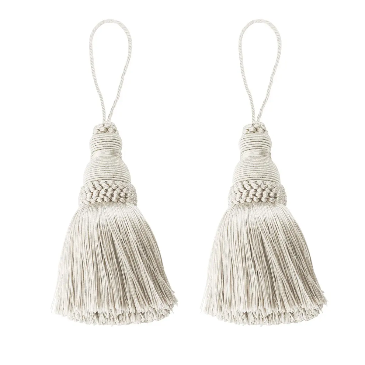 Fenghuangwu 2Pcs Colorful Tassel Key Tassels 9.6 Inch DIY Accessories Beige - main product image
