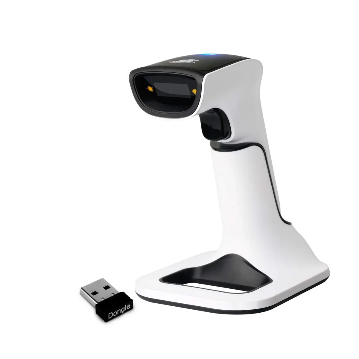 ScanAvenger Wireless Bluetooth USB Barcode Scanner with Stand: 1D & 2D QR Reader, Rechargeable Battery, Vibration Alert | 14.0 cm x 11.0 cm x 16.5 cm - main product image