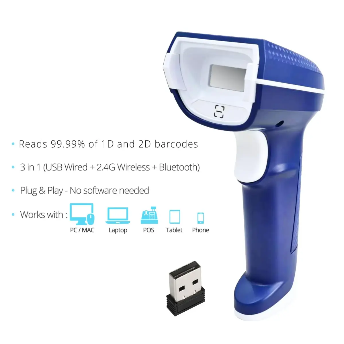 ScanAvenger 1D & 2D Bluetooth Barcode Scanner | 25cm/s Scan Speed, 493ft Range - view 3