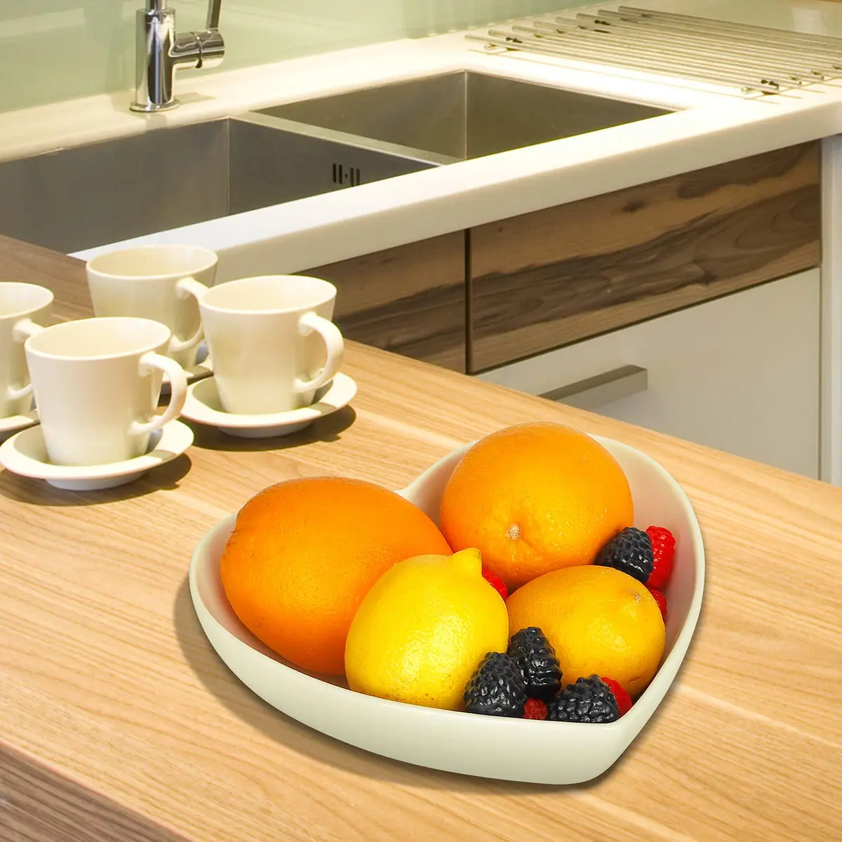 Keponbee 2 pcs Porcelain Big Heart Bowls 1000ml (33 OZ) | Romantic White Ceramic Serving Dishes - view 5