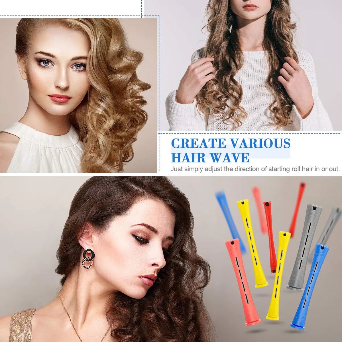 WILLBOND 60 Pcs Hair Perm Rods Set with Rat Tail Comb - Assorted Sizes for Short to Medium Hair - view 4