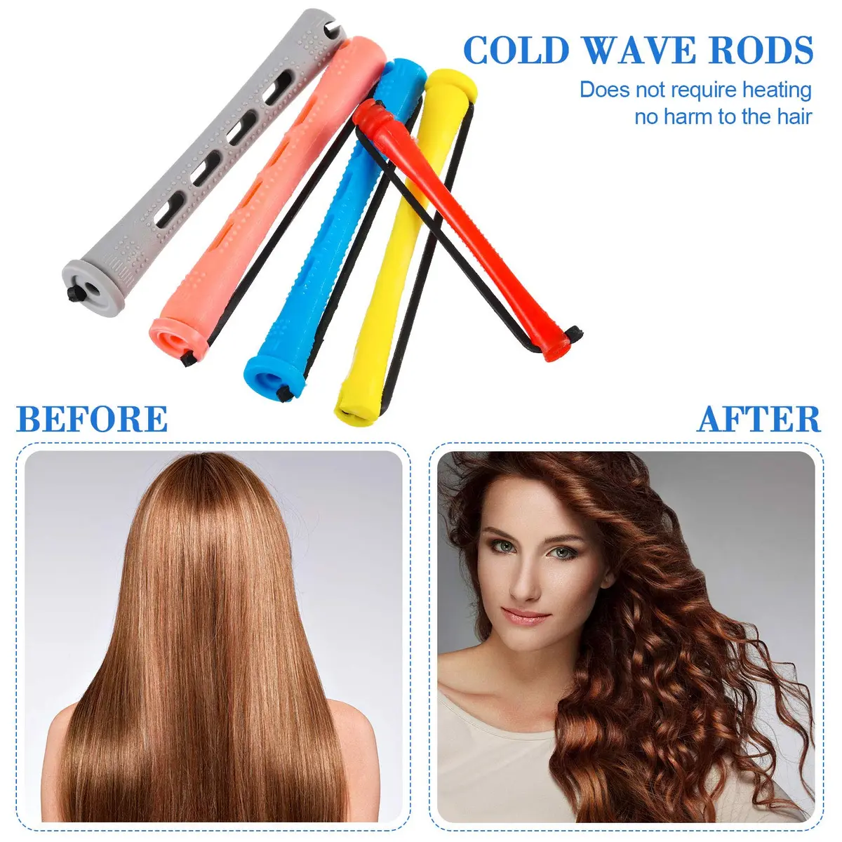 WILLBOND 60 Pcs Hair Perm Rods Set with Rat Tail Comb - Assorted Sizes for Short to Medium Hair - view 5