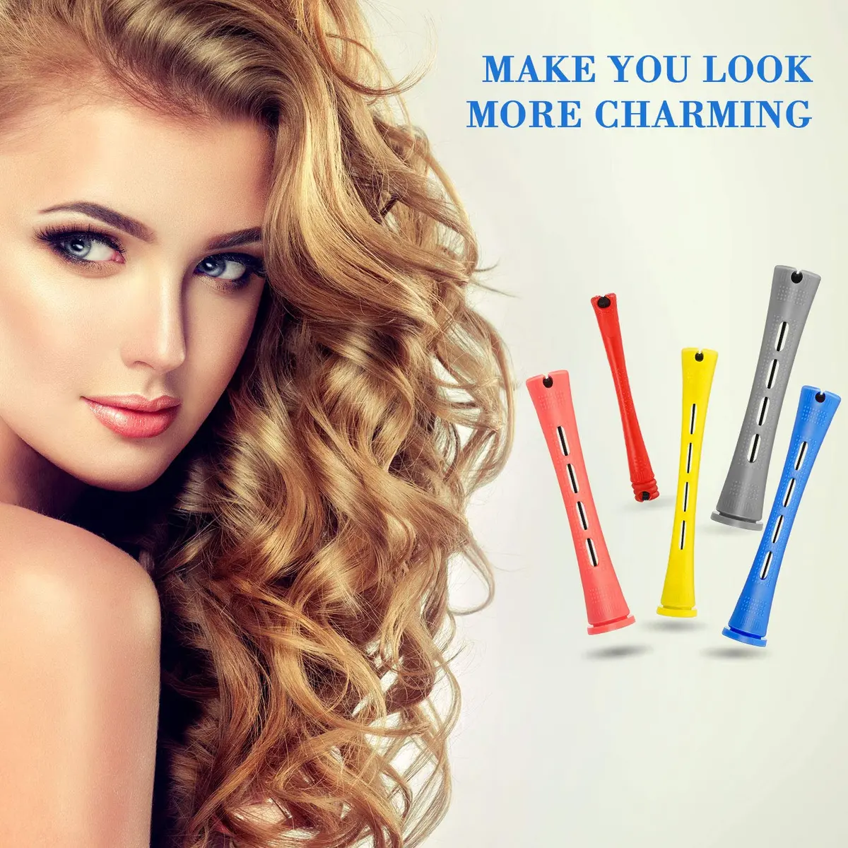 WILLBOND 60 Pcs Hair Perm Rods Set with Rat Tail Comb - Assorted Sizes for Short to Medium Hair - view 7