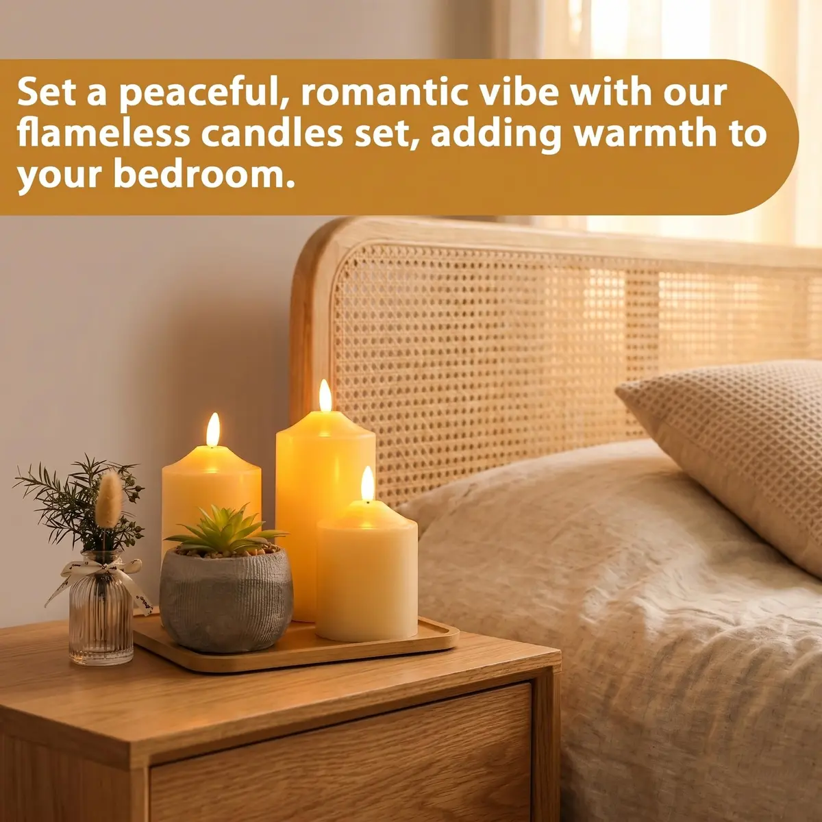 JHY DESIGN 3D Flameless Candles Set 4/5/6 inch High | Real Wax Battery Candles with Remote Timer - view 5