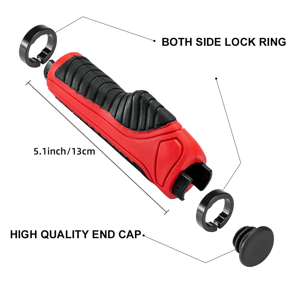 ROCKBROS Handlebar Grips Double Aluminum Clamp Lock Anti-Slip Red | Ergonomic MTB & BMX Grip - view 2