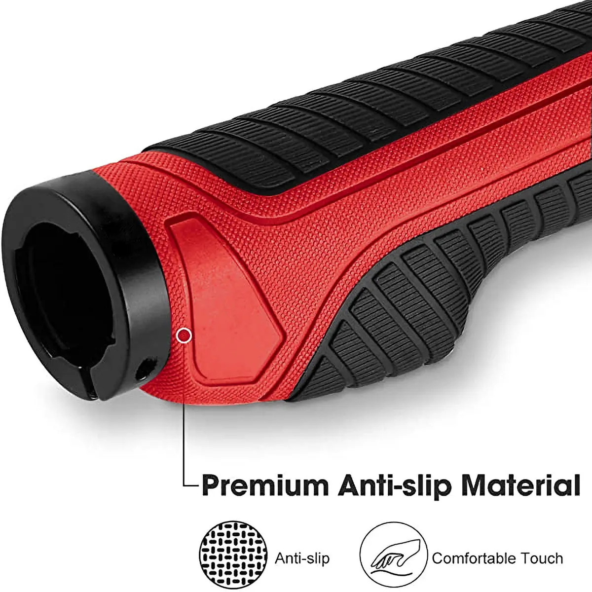 ROCKBROS Handlebar Grips Double Aluminum Clamp Lock Anti-Slip Red | Ergonomic MTB & BMX Grip - view 3