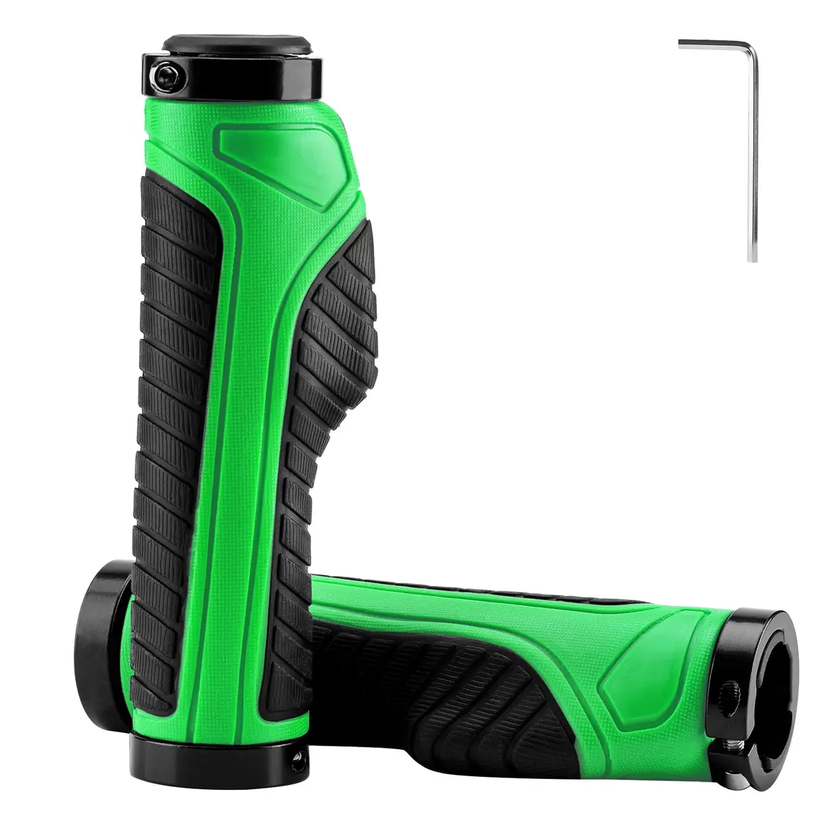 ROCKBROS Handlebar Grips Aluminum Lock-on Anti-Slip Green | Ergonomic MTB & BMX - main product image