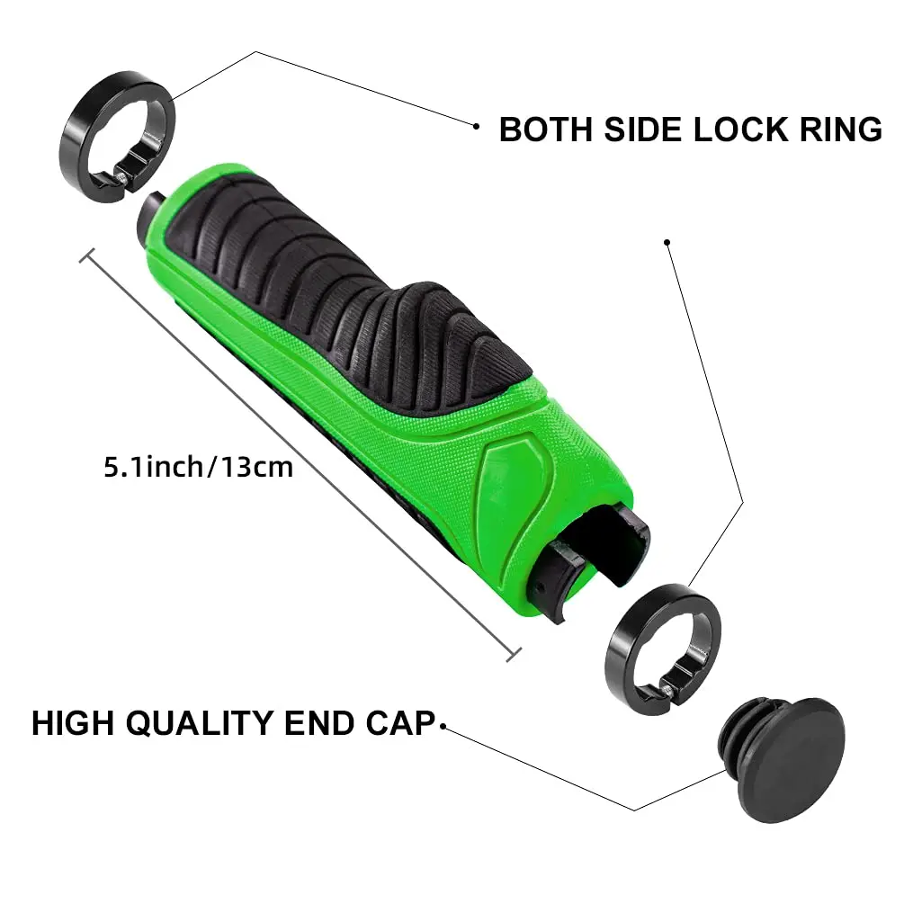 ROCKBROS Handlebar Grips Aluminum Lock-on Anti-Slip Green | Ergonomic MTB & BMX - view 2