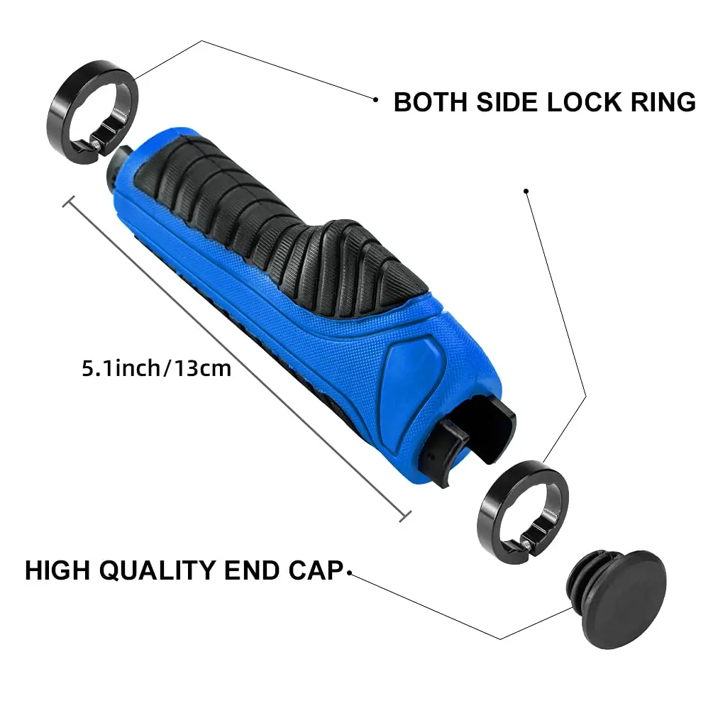ROCKBROS Handlebar Grips Aluminum Lock-on Anti-Slip Blue | Ergonomic MTB & BMX - view 2