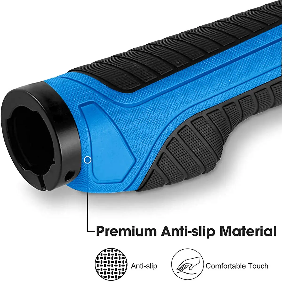 ROCKBROS Handlebar Grips Aluminum Lock-on Anti-Slip Blue | Ergonomic MTB & BMX - view 3