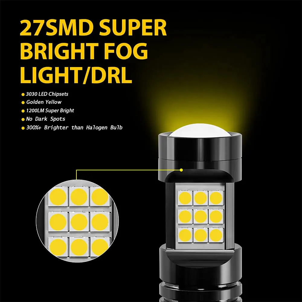 AUXLIGHT H10 LED Fog Light DRL Bulbs 2400 Lumens Golden Yellow | Extremely Bright Fog Light Replacement - view 5