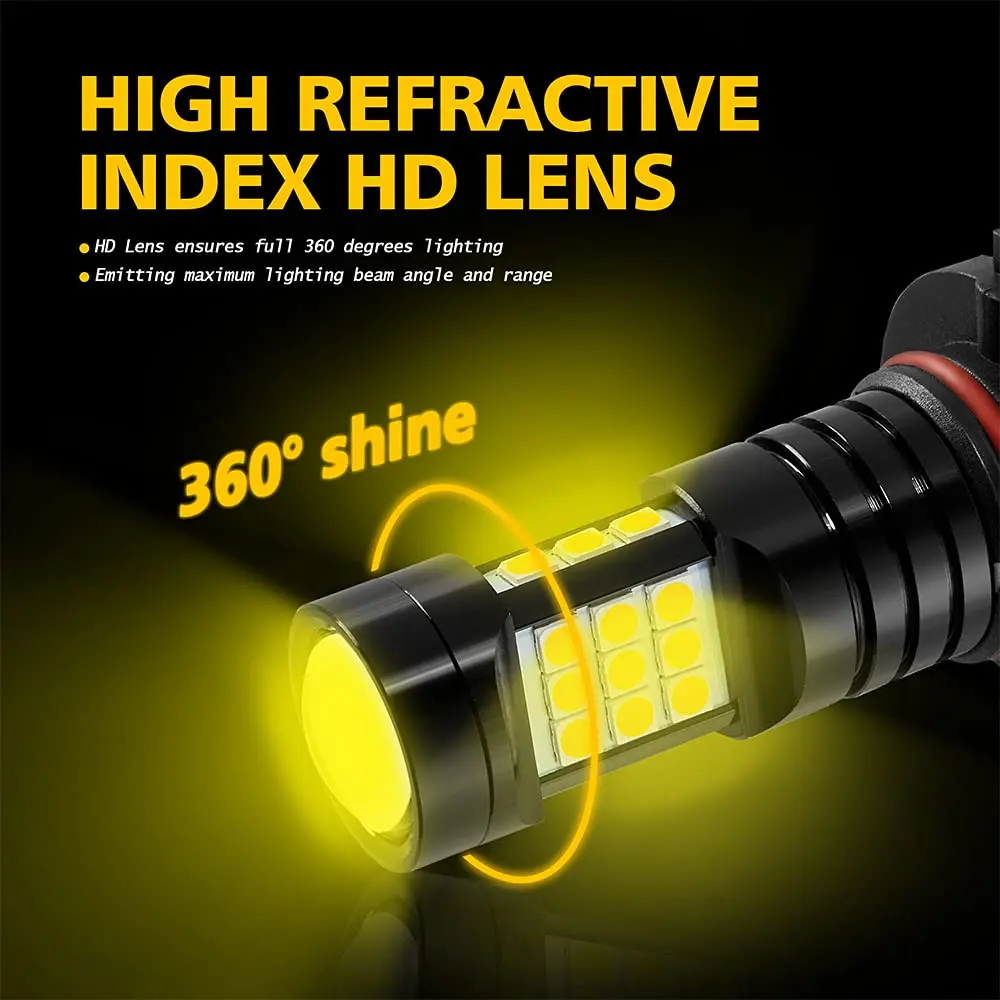 AUXLIGHT H10 LED Fog Light DRL Bulbs 2400 Lumens Golden Yellow | Extremely Bright Fog Light Replacement - view 6