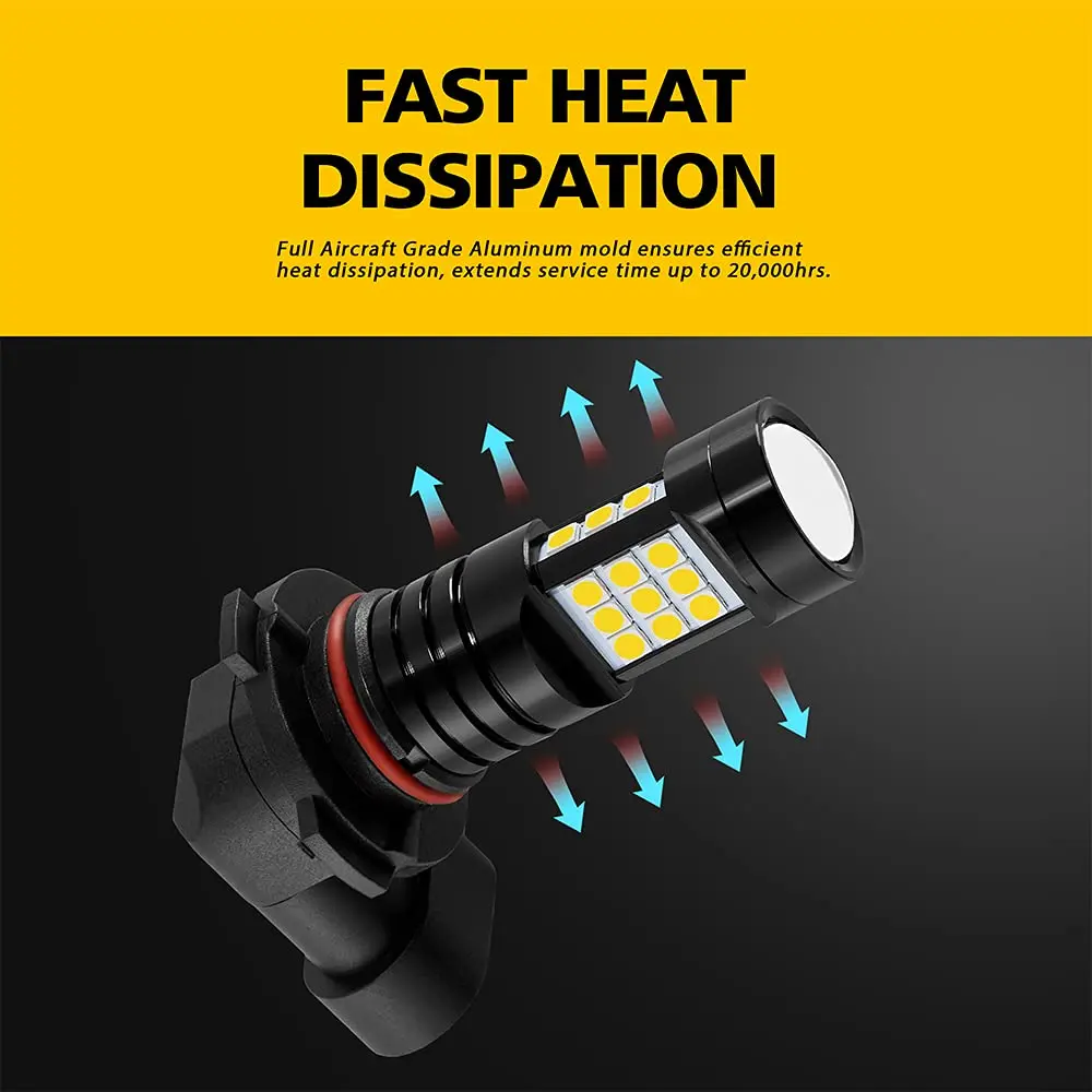 AUXLIGHT H10 LED Fog Light DRL Bulbs 2400 Lumens Golden Yellow | Extremely Bright Fog Light Replacement - view 7