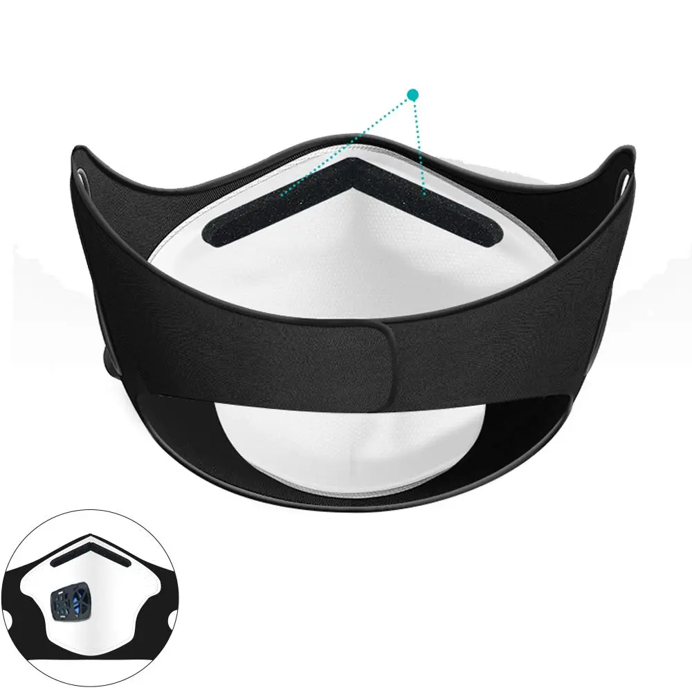 Rsenr Fashion Maskes with Fan for Outdoor Sports | 4-6H Battery, 2 Speed, XL, Black - main product image