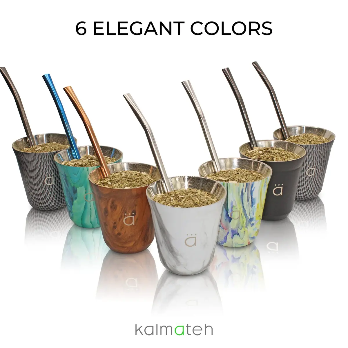 Kalmateh Petite Yerba Mate Gourd 150ml (5oz) with Bombilla Straw & Cleaning Brush | Insulated Stainless Steel for Hot or Cold Drinks - view 7