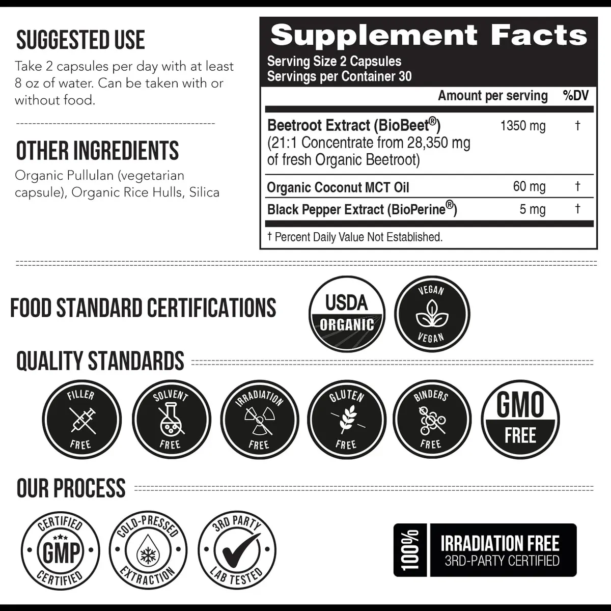 Triquetra Health BioBeet Organic Beet Root Capsules + BioPerine, 21:1 Concentrate Supplement | Max Strength, Supports Blood Flow & Nitric Oxide, 28350mg Organic Beetroot, Vegan, 60 Capsules - view 7
