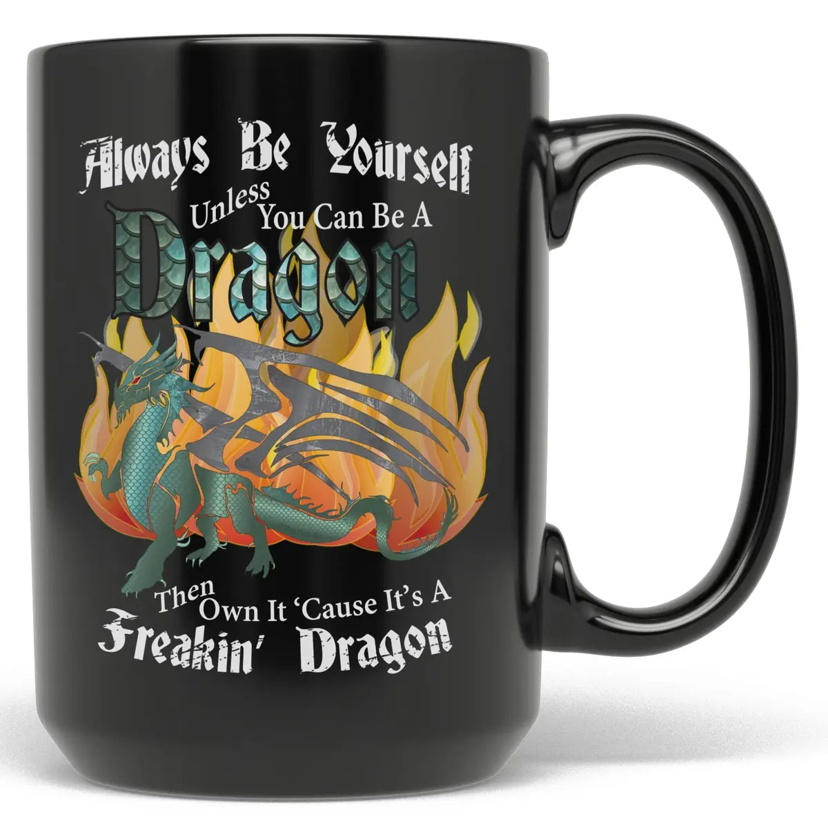 PixiDoodle Dragon Coffee Mug - Self Love Fantasy Dragon 15 oz | Unique Geeky Gift - main product image