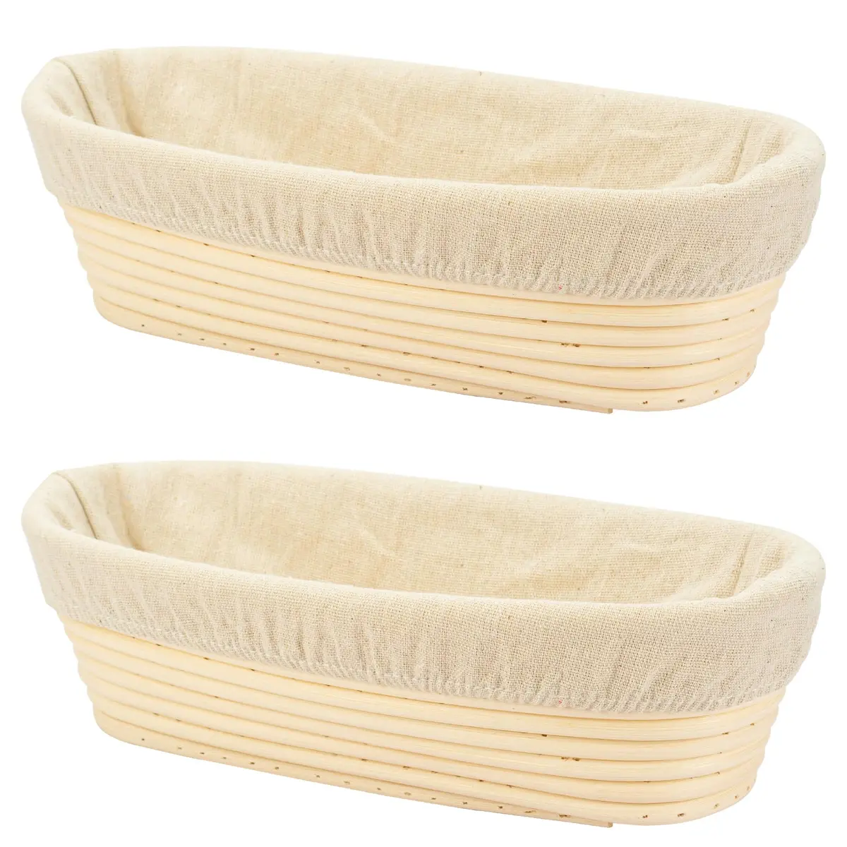 Stormshopping 10 Inch Oval Banneton Brotform Bread Dough Proofing Basket Set with Liner, 2-Pack | Artisan Bread Making for Home Bakers - main product image