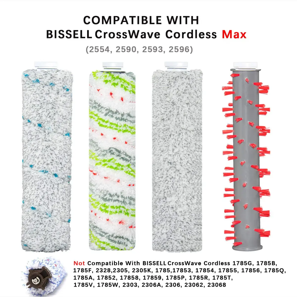 LBLVBNEWD Multi-Surface Pet Brush Rolls & Vacuum Filters 4 Pack Brush Rolls + 3 Filters | Compatible with Bissell CrossWave Max Vacuums - view 3