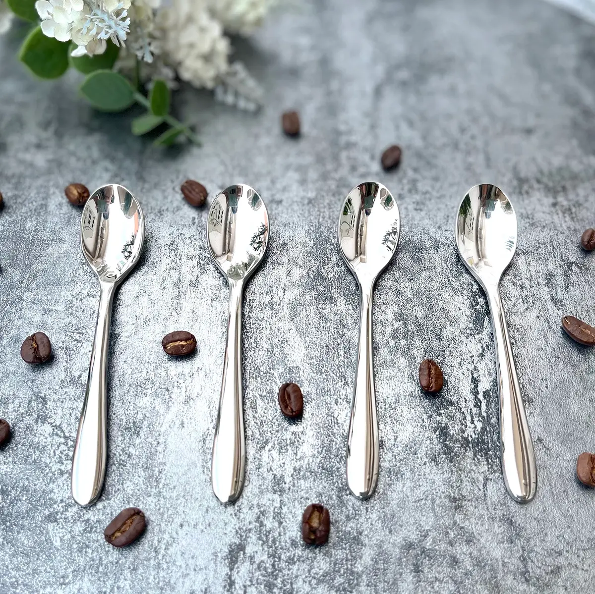 Pretihome Demitasse Coffee Spoon Set of 4, Espresso Dessert Small Tea Spoon 113mm (4.5") | Elegant Mirror Shining Appetizer Spoon - main product image