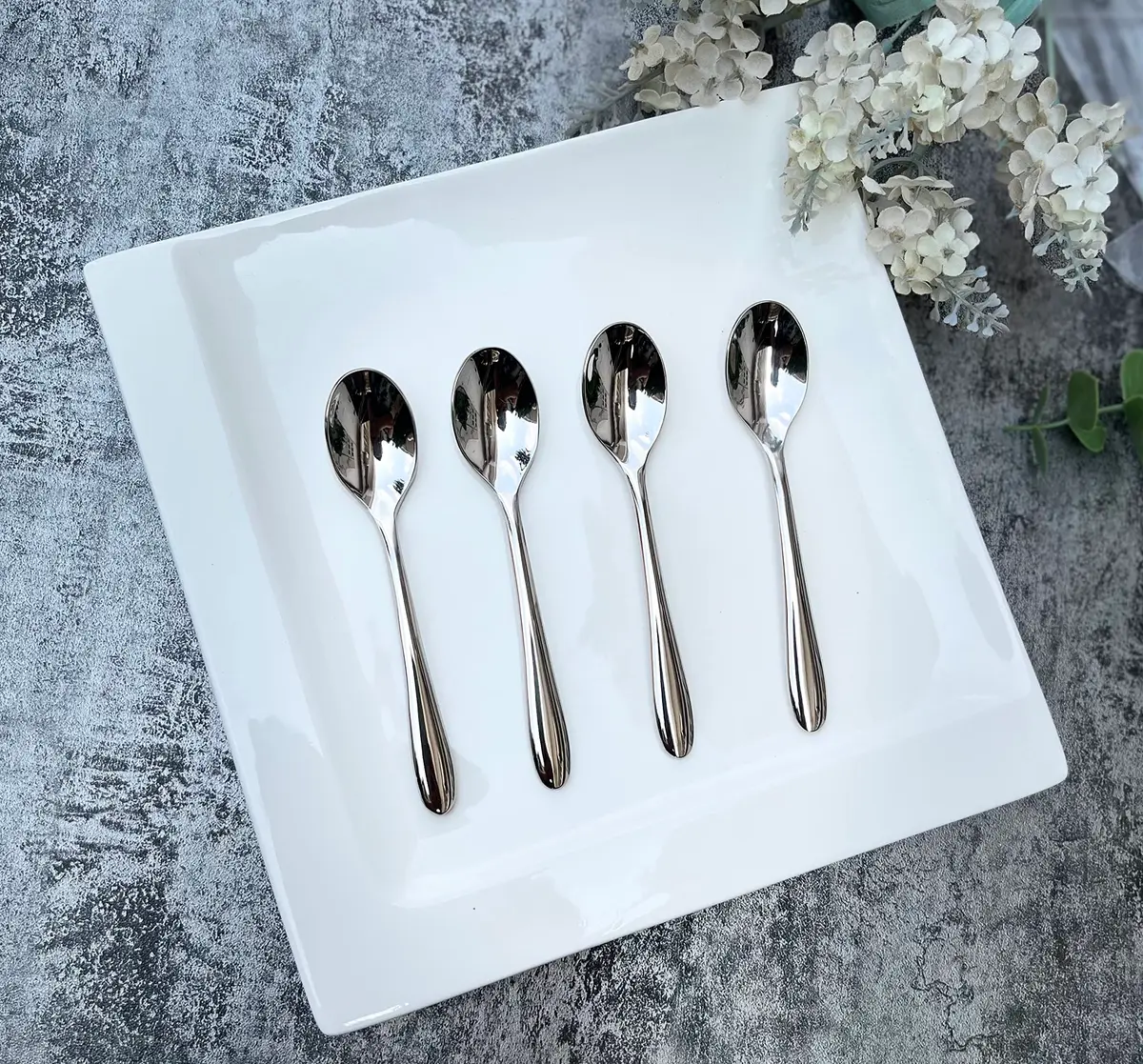 Pretihome Demitasse Coffee Spoon Set of 4, Espresso Dessert Small Tea Spoon 113mm (4.5") | Elegant Mirror Shining Appetizer Spoon - view 6
