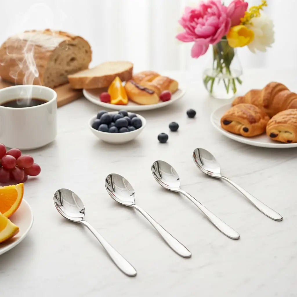 Pretihome Demitasse Coffee Spoon Set of 4, Espresso Dessert Small Tea Spoon 113mm (4.5") | Elegant Mirror Shining Appetizer Spoon - view 7