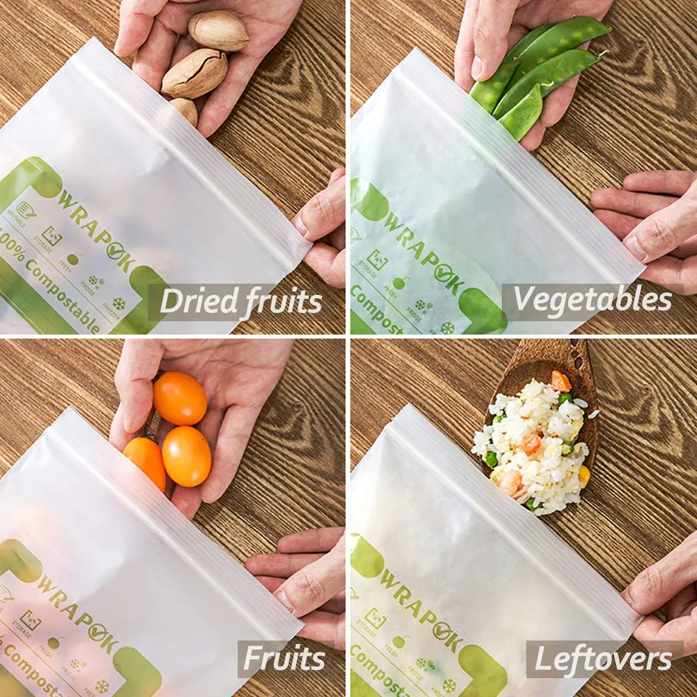 WRAPOK Compostable Snack Bags Small 100 Count | Biodegradable Freezer Storage - view 6