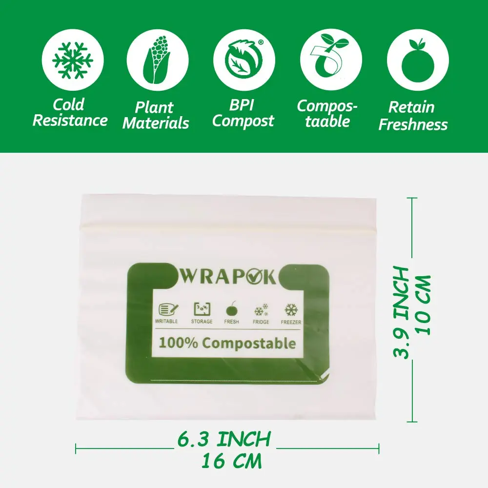 WRAPOK Compostable Snack Bags Small 100 Count | Biodegradable Freezer Storage - view 2