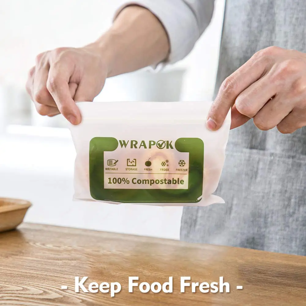 WRAPOK Compostable Snack Bags Small 100 Count | Biodegradable Freezer Storage - view 4