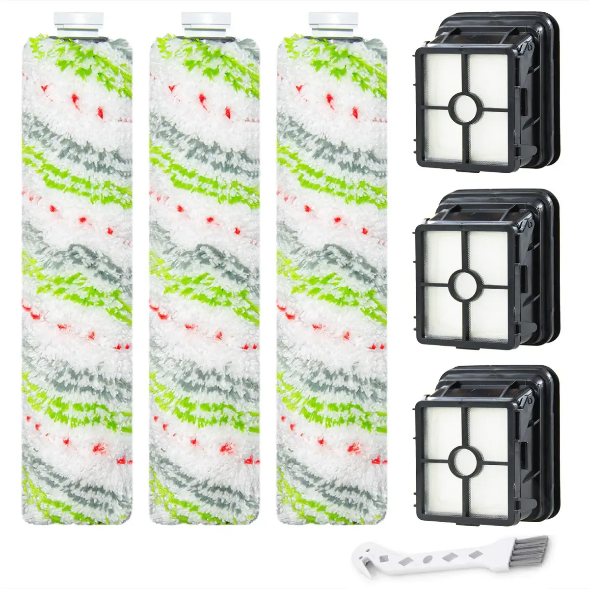 LBLVBNEWD Multi-Surface Pet Brush Rolls & Vacuum Filters 2554 & 1866 Replacement Parts for Bissell CrossWave Max (3 Brush Rolls + 3 Filters) - main product image