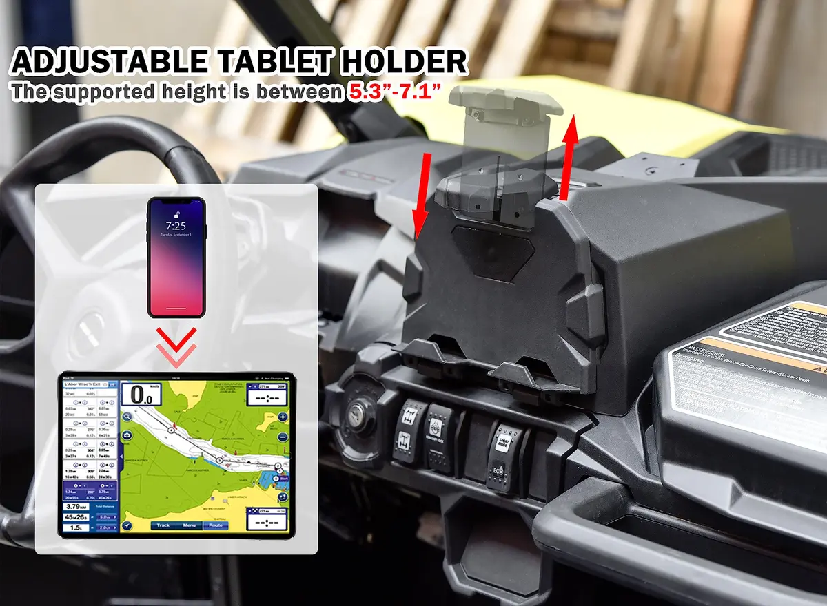 SAUTVS Portable Electronic Device Mount, Adjustable Tablet Phone Holder for Can Am Maverick Sport, Trail, Commander (Replace #715005212) | Precise Fitment & Weatherproof - view 2