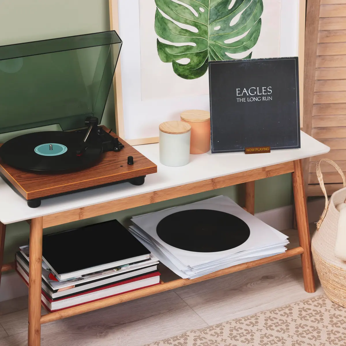 Heather & Willow Now Playing Vinyl Record Stand Walnut | Wooden Vinyl Record Holder Display for Albums & Turntables | 10.8 cm (4.29 in) Width - view 7
