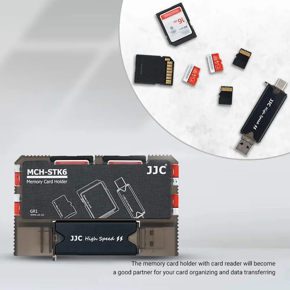 JJC 6-Slot Memory Card Holder Case with USB 3.0 Card Reader | Holds 4 Micro SD, 2 SD Cards - view 7