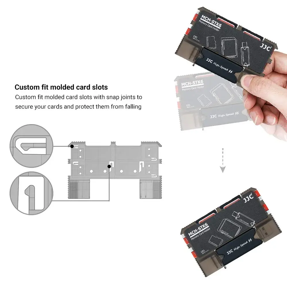 JJC 6-Slot Memory Card Holder Case with USB 3.0 Card Reader | Holds 4 Micro SD, 2 SD Cards - view 3