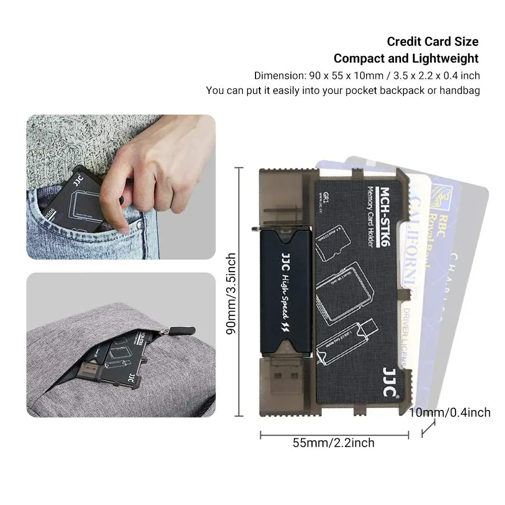 JJC 6-Slot Memory Card Holder Case with USB 3.0 Card Reader | Holds 4 Micro SD, 2 SD Cards - view 4