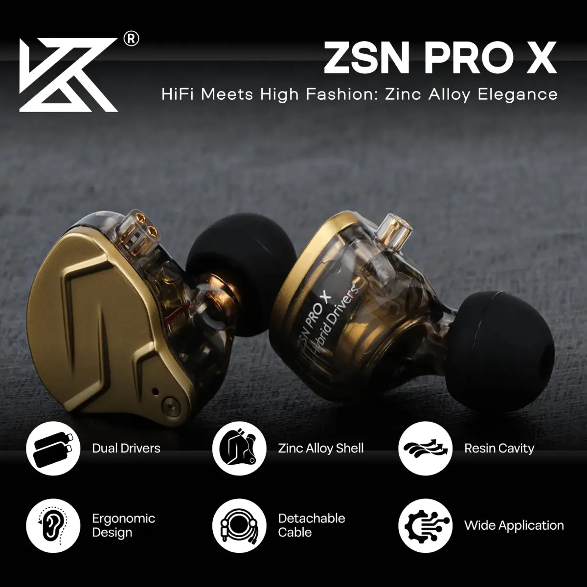 Linsoul KZ ZSN PRO X Hybrid Driver IEM Wired Earbuds 1BA+1DD | 7-40kHz Frequency Response - view 2