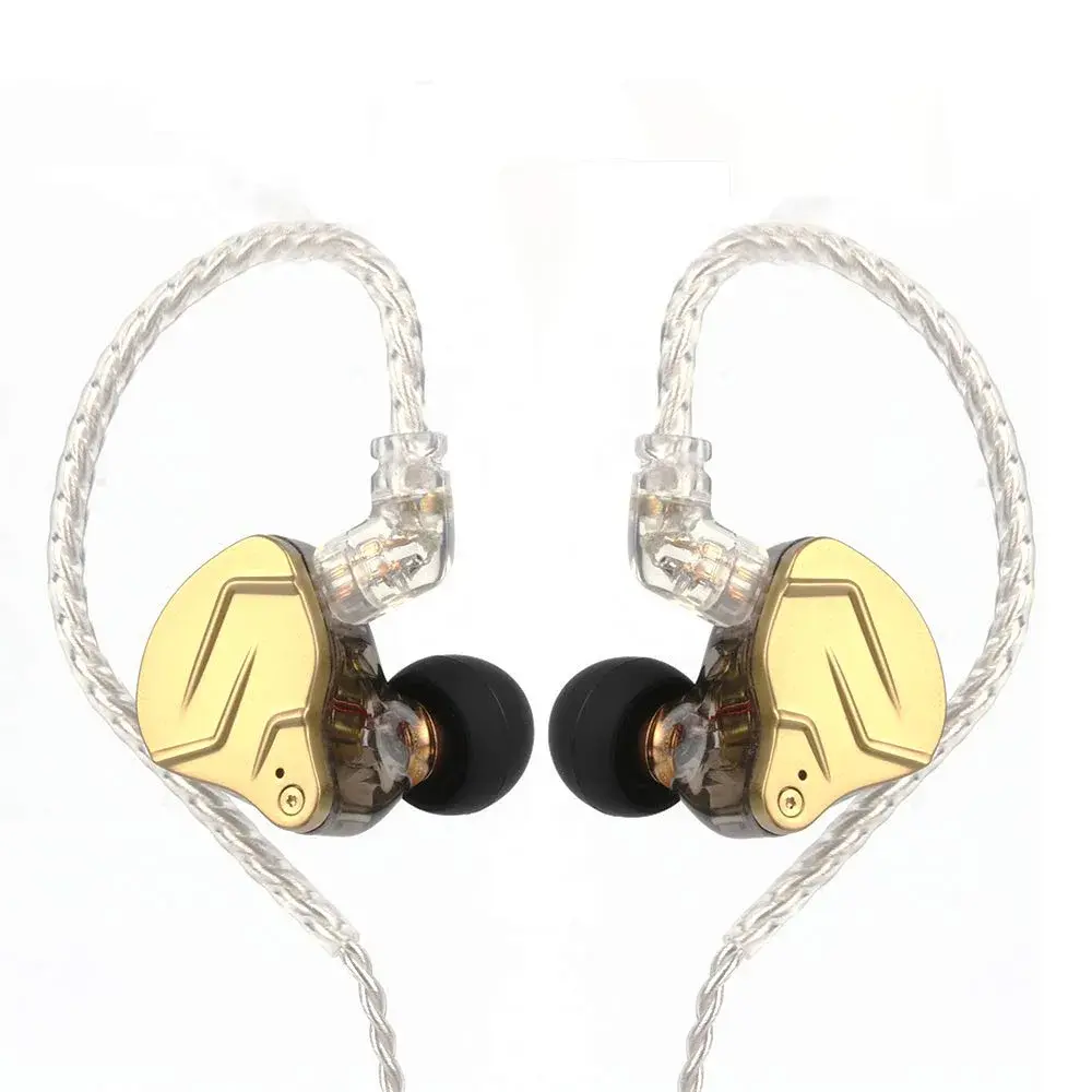 Linsoul KZ ZSN PRO X Hybrid Wired Earbuds with Mic, 10mm Dynamic + 1BA Drivers, 25 Ohm, 112dB/mW, 7-40kHz, 1.2m Cable, Gold - main product image