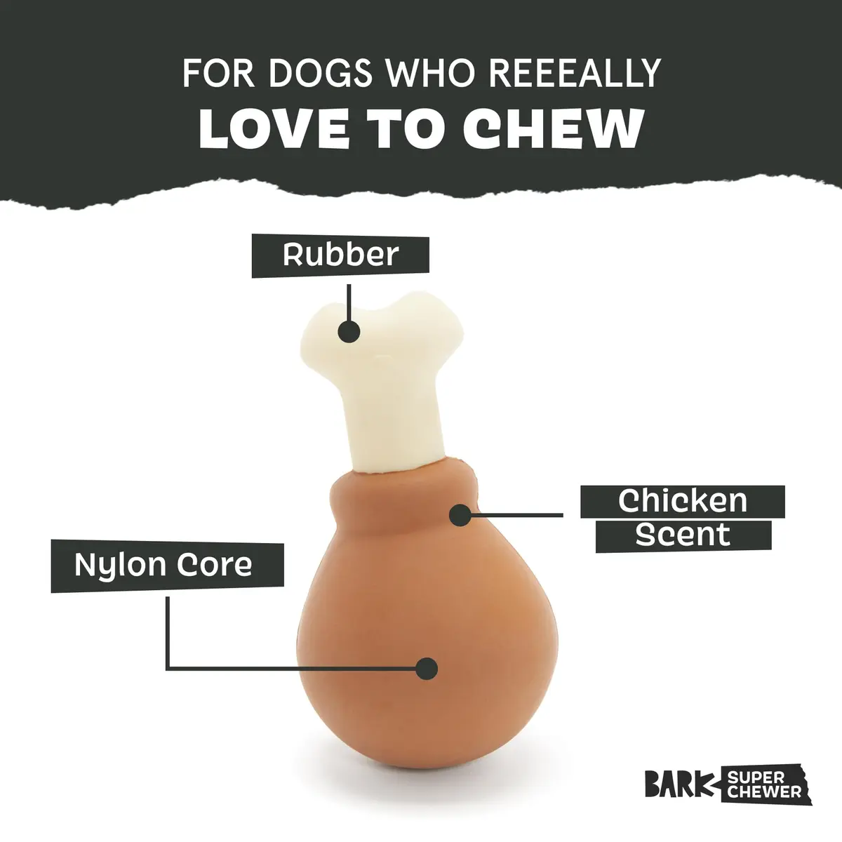 BarkBox Turkey Super Chewer - Toy for Large Dogs | Durable Chew Toy with Chicken Scent (Medium/Large) - view 2
