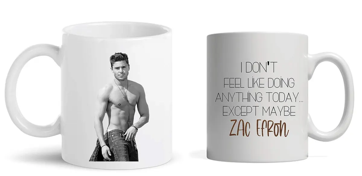 BALOR Zac Efron I Don't Feel Like Doing Anything Today... Except Maybe Zac Efron Funny Coffee Mug 325ml (11oz) | Humorous Gift for Friends & Coworkers - main product image